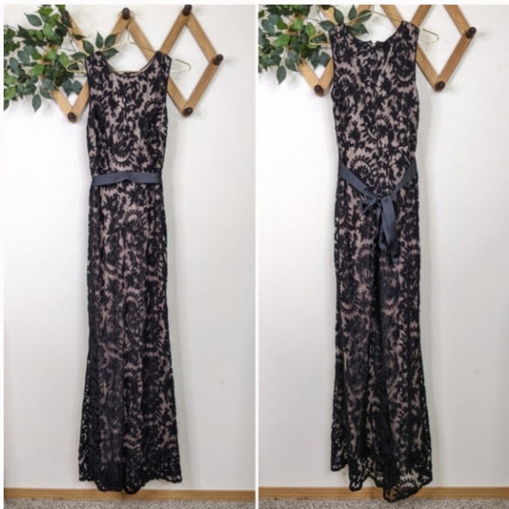 Adrianna Papell Mermaid Black Lace Maxi Gown Dress - Picture 2 of 2